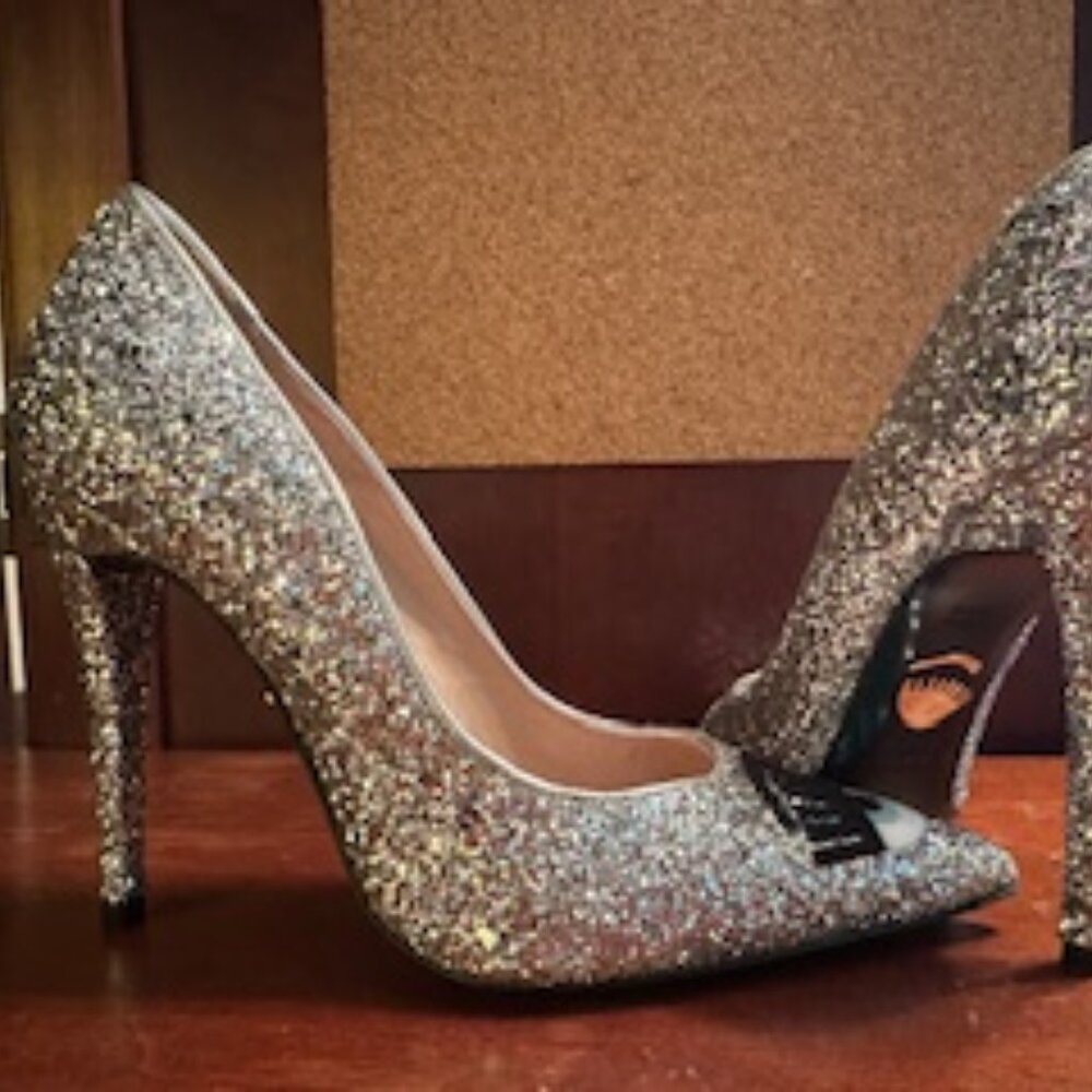 NEVER WORN! Sparkly Silver Sequin Stilettos